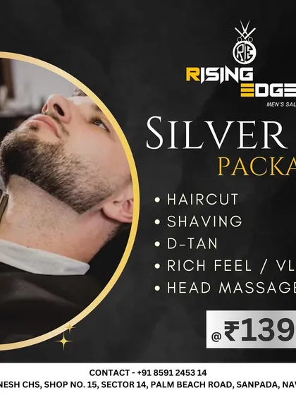 My Silver Package is the perfect all-in-one solution for a complete refresh. It includes a haircut, shaving, D-Tan, a Rich Feel or VLCC facial, and a head massage, all for a straightforward price.