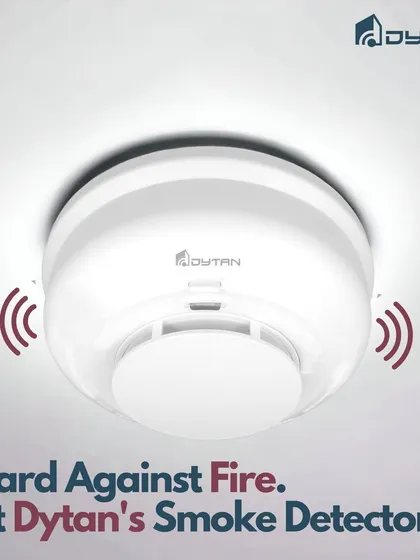 Guard against fire with my smart smoke detector. It provides a loud sound and light alarm and can be integrated with your security system to send alerts directly to your phone.