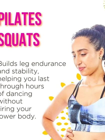 Pilates squats are perfect for building leg endurance and stability, helping you last through hours of dancing without tiring your lower body.