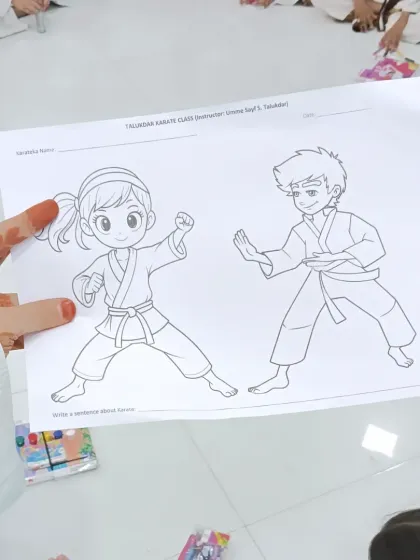 Here is one of the karate-themed coloring sheets I provide for the students. It connects their passion for the art with a creative outlet.