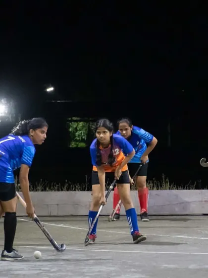 A set-piece situation during an exhibition match. We practice these scenarios to ensure the team is organized and ready for any game situation.