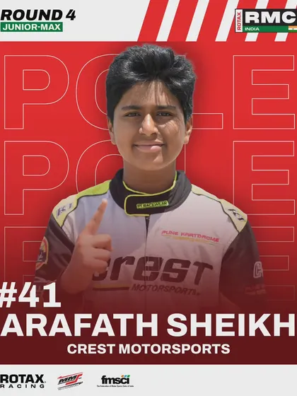 Arafath Sheikh on pole in the Junior Max class for Round 4.