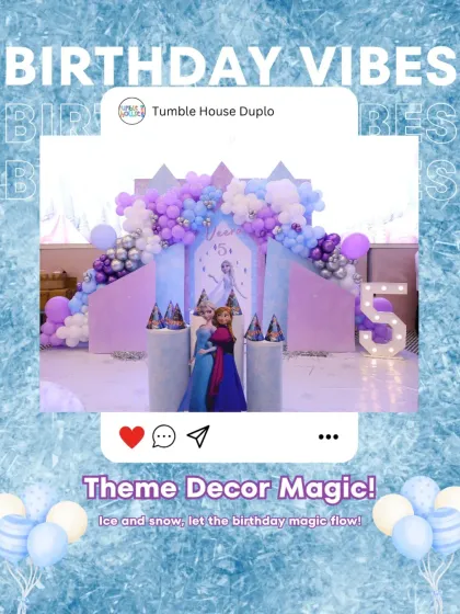 I can bring any fairytale to life, like this enchanting Frozen-themed party. From the icy balloon arches to the character cutouts, every detail is crafted to transport your child and their friends into a winter wonderland.