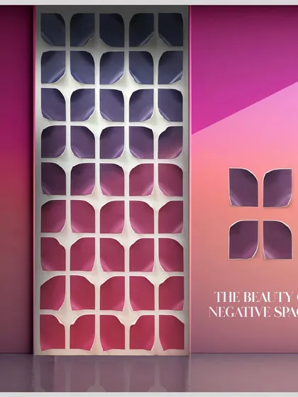 The beauty of negative spaces. The vacant areas in this panel symbolize intrusive thoughts, but instead of resisting, we embrace them as integral elements that enhance the beauty of the overall design.