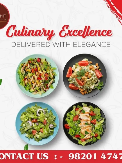I believe in delivering culinary excellence with elegance. This graphic displays a variety of fresh and healthy salads, showcasing my commitment to quality and presentation.