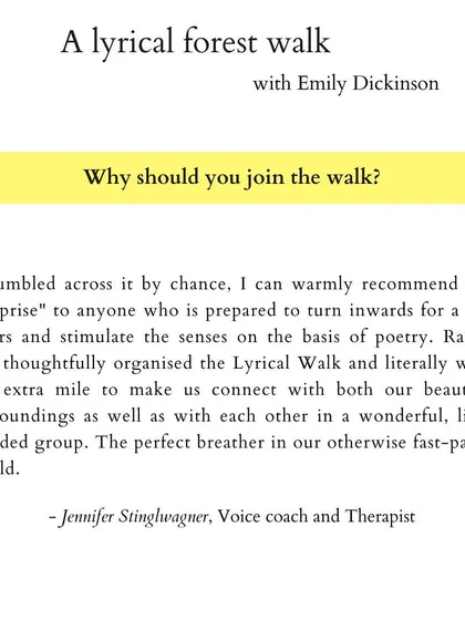 These are more reflections from people who have joined my walks. Their words speak to the soul-nourishing, meditative, and connecting power of blending poetry with nature. I am so grateful for their willingness to share their experiences.