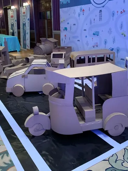 My custom builds can be tailored to any theme, including fun local icons. This detailed cardboard auto-rickshaw was a huge hit at a vehicle themed event, showing how we can make any idea into a playful reality.