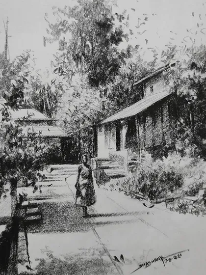 A series of my pencil landscape sketches, created as demonstrations for my online courses. These drawings explore different techniques for rendering trees, buildings, and atmospheric perspective using only graphite.