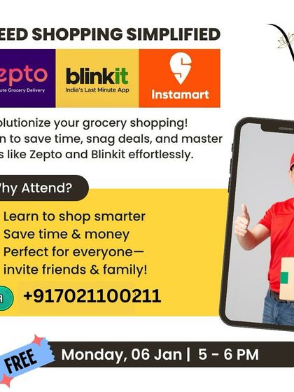 This free class simplifies speed shopping for you. Learn to master apps like Zepto, Blinkit, and Instamart to save time, find the best deals, and revolutionize your grocery shopping experience.