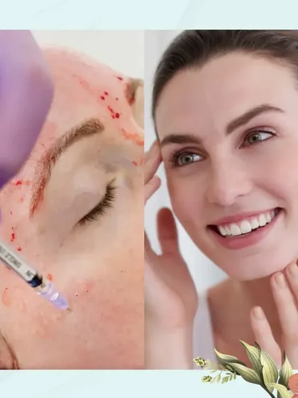 This before-and-after hints at the famous Vampire Facial. This minimally invasive procedure uses your own plasma to build elasticity and collagen.