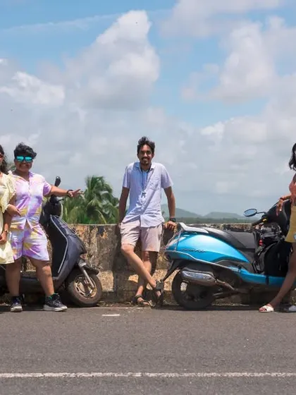 A snapshot of a friends' trip in Goa, complete with scooters and sunshine. I love capturing the dynamic of group travel, creating fun, vibrant photos that document the shared adventure and the memories you make together.