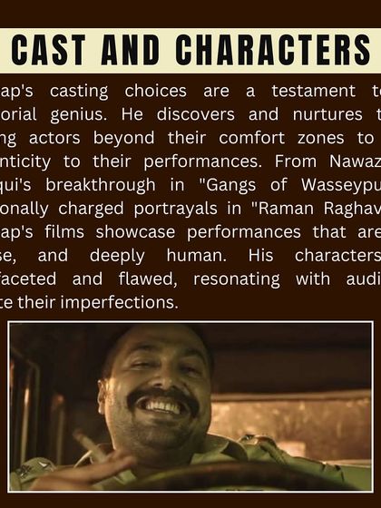 Anurag Kashyap has a genius for casting. He discovers incredible talent and pushes them to deliver raw, authentic performances, like Nawazuddin Siddiqui's breakthrough in 'Gangs of Wasseypur'.