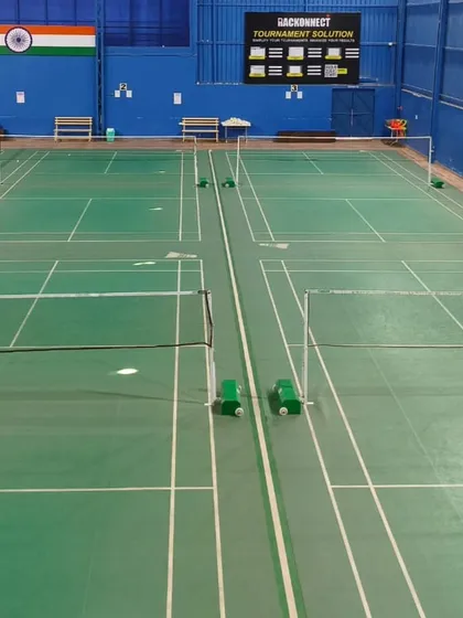 An overhead view of the pristine, newly laid courts at our first ever badminton academy in Meerut. All our courts meet professional standards for an optimal playing experience.