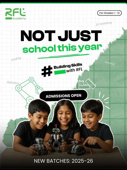 Learning doesn't stop with summer. This graphic announces that new batches for 2025-26 are open, encouraging parents to continue their child's journey in STEM beyond the summer camp.