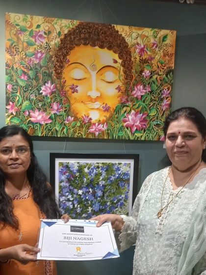 Moments from the "Mandhan 3" exhibition at Canvas Art Gallery, where I also did a live painting demonstration.