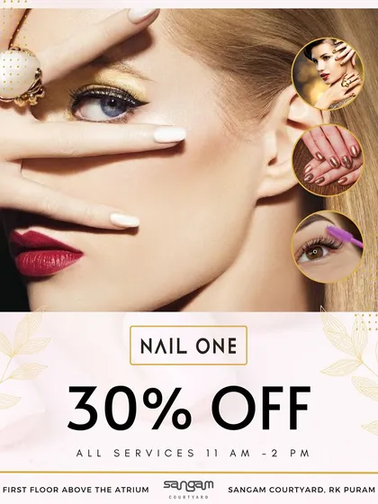 A duplicate of our 30% off promotional graphic for our new Sangam Courtyard salon. We want to make sure everyone hears about our great opening offers.