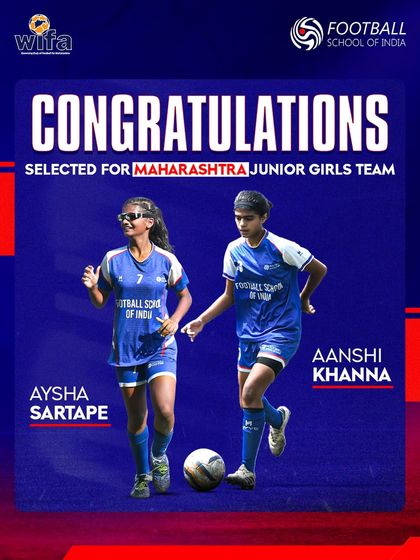 Another milestone achieved. We congratulate Aysha Sartape and Aanshi Khanna on their selection to the Maharashtra Junior Girls Team.
