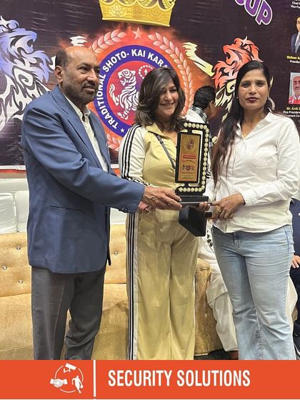 An award being presented during the Royal Challengers Karate Cup. Our venue is equipped to host formal awards ceremonies as part of any sporting tournament.