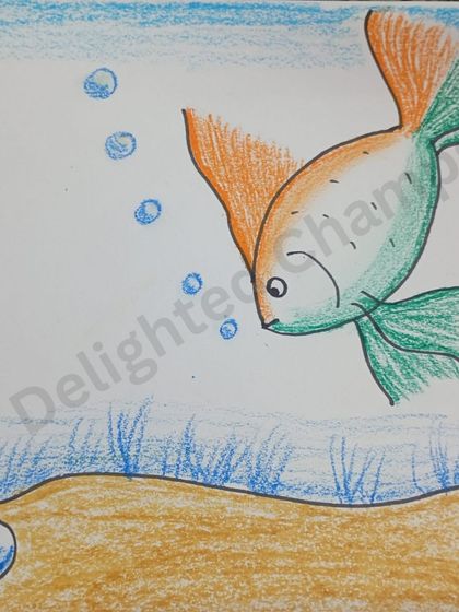 This piece, created in one of our online drawing classes, celebrates Indian Independence Day with a creative twist. We encourage students to use art to express their connection to cultural and national events.