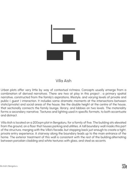 The concept sheet for Villa Aish. This document outlines the primary "spatial narrative" of the project, which was built around the family's lifestyle and the need for varying levels of private and public interaction within the home.