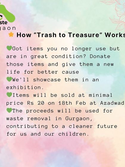 This poster details how our 'Trash to Treasure' initiative works alongside our bio-enzyme workshops. You can donate items and learn how to make your own natural cleaners, all in one event.