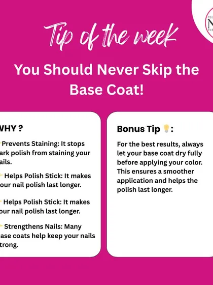 A great manicure starts with healthy nails. I teach my students the 'why' behind every step, like the importance of a base coat for preventing stains and making polish last longer.