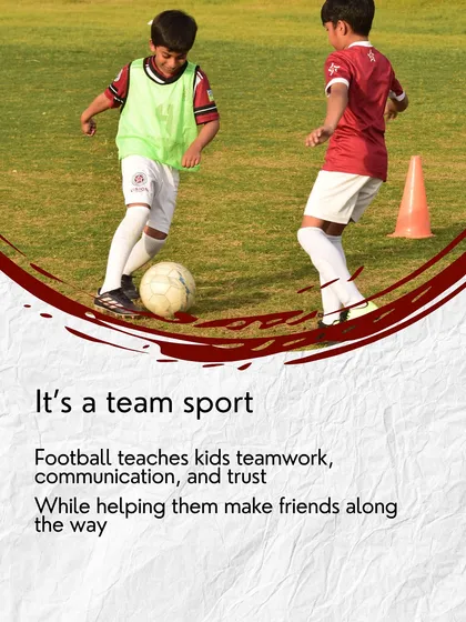 It's a team sport. Football teaches kids essential skills like teamwork, communication, and trust, all while helping them make new friends.