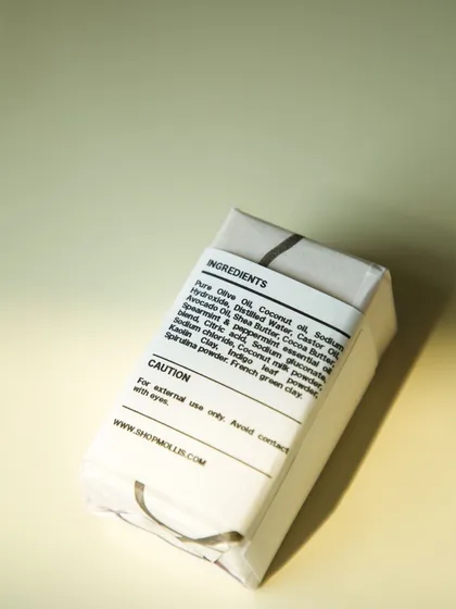 A look at the back of the new soap label, which includes all the natural ingredients.