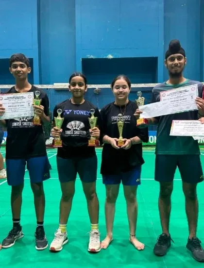 **Winners at the 1st U.P. State Tournament.** Our U-15 and U-17 players with their trophies and certificates after a successful run at the state tournament, securing wins in singles and doubles.