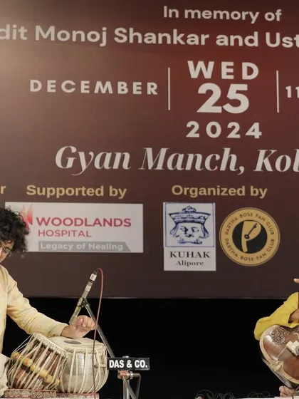 A memorable moment from a concert in Kolkata with Pandit Partha Bose ji on the sitar. The spontaneity of playing with a senior artist for the first time is always an exciting challenge.