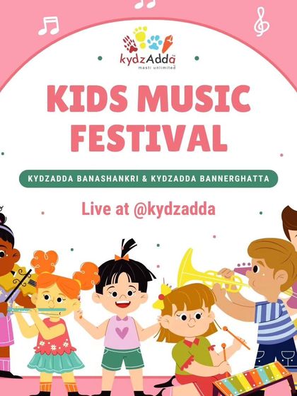 A graphic for our Kids Music Festival, an event where children can enjoy and participate in musical performances.