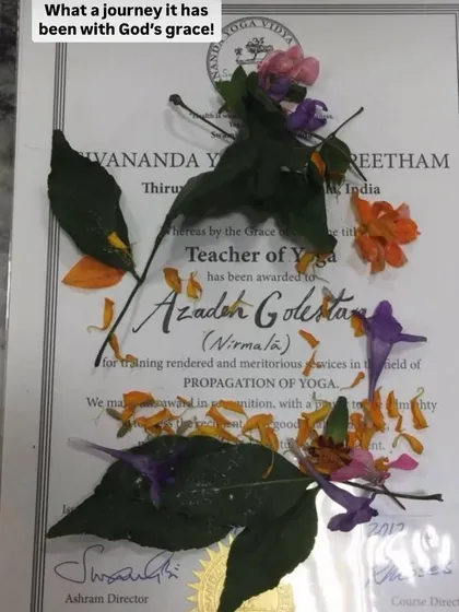 The culmination of a profound journey. This certificate represents not just the completion of a Teacher Training Course, but a deep personal transformation and the beginning of a new chapter.
