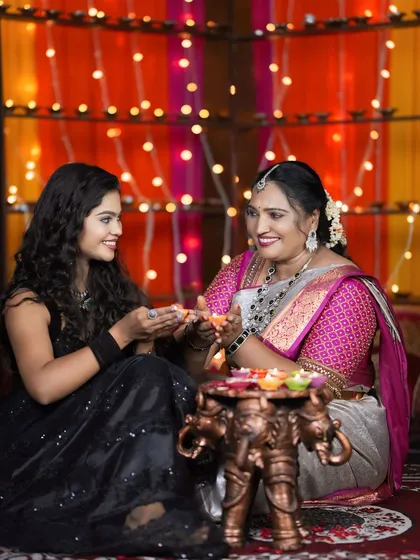 A heartwarming moment from a Diwali photoshoot. The mother and daughter are both wearing jewellery from my collection, showing I have pieces for all ages.