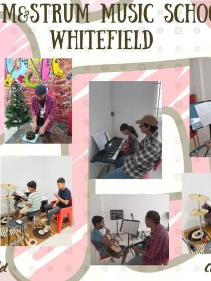 A collage showing glimpses of our year. From Christmas celebrations to classroom sessions, it's been a year full of music and growth.