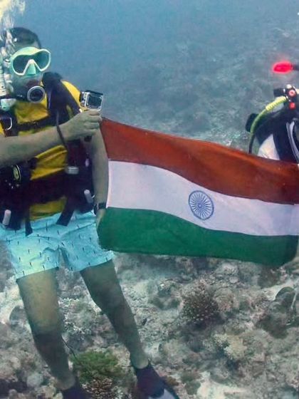 Celebrating Independence Day with our dive buddies from Redliners India, combining our love for diving and riding.