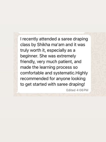 Shikha Agarwal - Personal Saree Draping Classes Words from My Wonderful Students photo 5