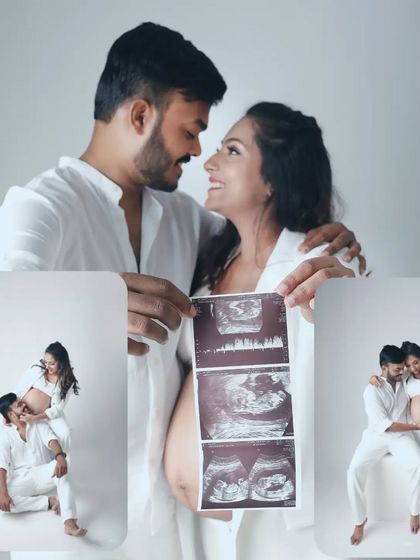 A beautiful collage from a couple's maternity session, featuring their first ultrasound pictures. This is a wonderful way to document the beginning of your baby's story.