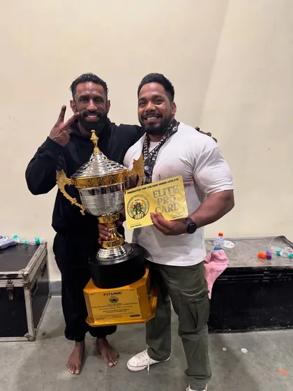 A coach's victory is seeing his athlete succeed. Here I am with my student and brother, Bharat, after he won two gold medals and the overall title. This is the result we can achieve together.