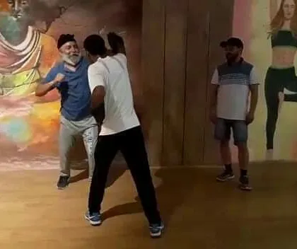 A snapshot from a garage fitness camp, focusing on practical self-defense striking. Even in a simple setup, the principles of generating power and maintaining a strong stance are key.