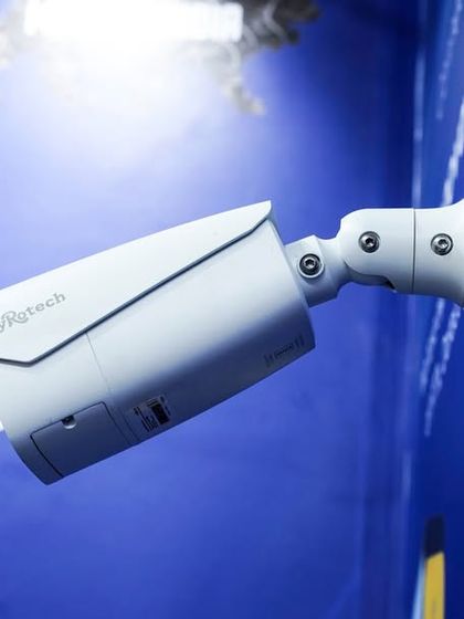 A close-up of one of our high-definition bullet cameras, designed for outdoor surveillance. Its durable build and advanced optics make it ideal for monitoring entry points, parking lots, and perimeters with clarity and precision.