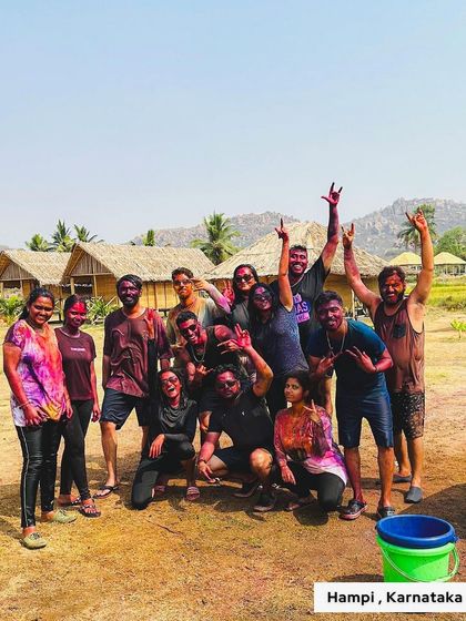 Holi in the land of ruins. We celebrated the festival of colours amidst the ancient boulders of Hampi, creating a vibrant contrast of old and new. It was a party for the history books.