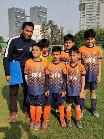 The Bharat FA Under 9 team at the Gurgaon Youth League. Ready to compete and show their skills.