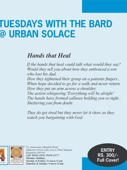 "Hands that Heal," another moving poem from Dr. Ishan Capoor's collection, reflecting on the silent, powerful role of a caregiver.
