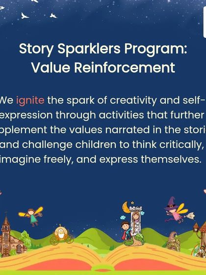 Our Story Sparklers Program ignites creativity through activities that reinforce the values narrated in stories, helping children express themselves freely.
