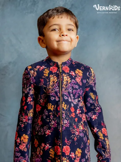 That happy smile says it all. He loves his floral bomber, and we love seeing him shine in it. It’s a versatile piece for any stylish boy's wardrobe.