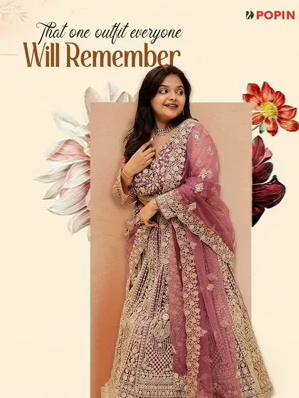 That one outfit everyone will remember. This graphic highlights the unforgettable quality of my intricately designed pink net lehenga.