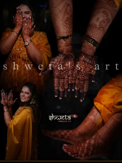 The proof is in the stain. This collage shows the beautiful, dark henna stain my clients get, thanks to my 100% natural and chemical-free henna paste. A deep color is always my promise.