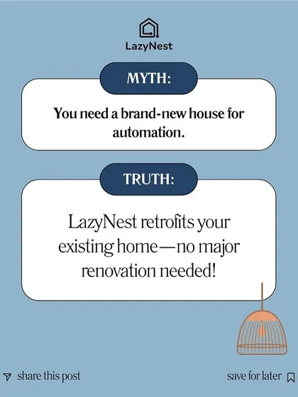 Think you need a new house for smart automation? That's a myth. I specialize in retrofitting, which means I upgrade your existing home without any major rewiring or renovation. This graphic busts that common myth, showing that a smart home is accessible for everyone.