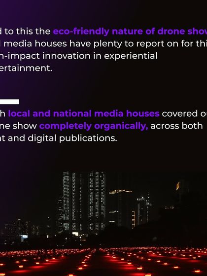 Our drone shows are designed to go viral. The eco-friendly and innovative nature of our work helped us gain over 12 million in digital reach and 20+ organic media features, proving the high-impact marketing value of our service.