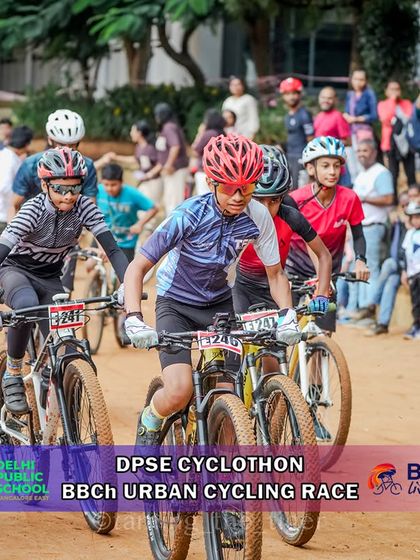 A pack of young MTB riders jostle for position at the start of the race. This is where future rivalries and friendships are born on the trail.